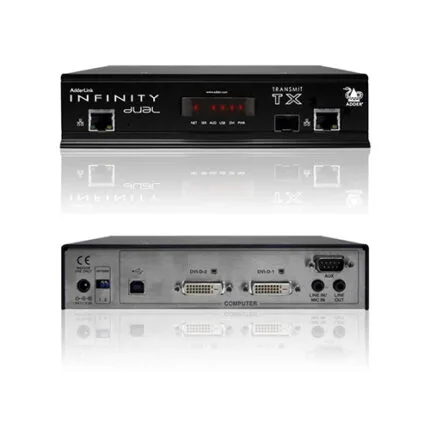 Adder Adder AdderLink INFINITY Dual Extender Transmitter (ALIF2002T-RED) (ALIF2002T-RED) — ADDERLink Infinity ALIF2002T is a high performance Dual-link or Dual-monitor DVI, USB and Audio…