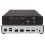 Data centre server rack with cooling and power distribution infrastructure components