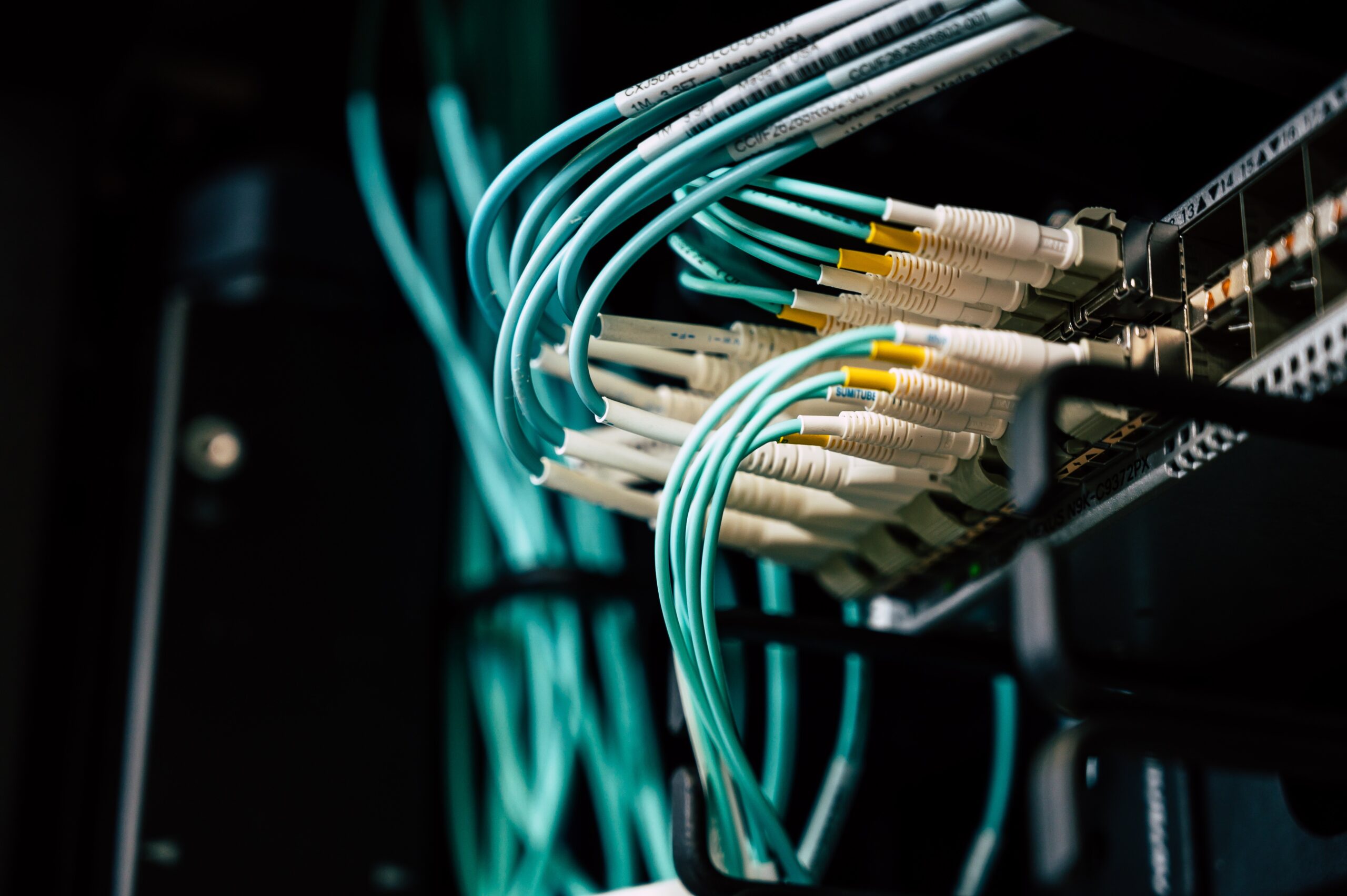 Modern data centre with server racks, networking equipment, and infrastructure for enterprise IT solutions