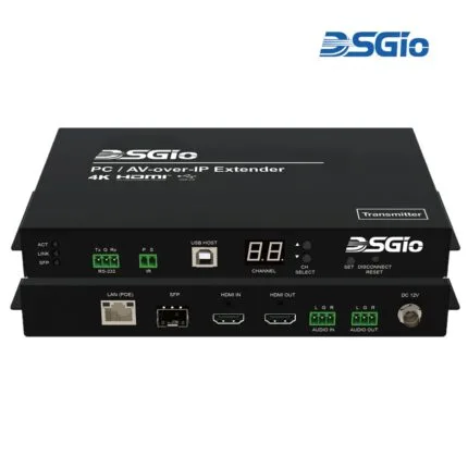 Adder DSGIO 4K60 IP Matrix Extender (Transmitter Unit) with Local Out, Audio, IR, RS-232, USB 2.0, PoE, 100m (SFP Support Optional)(IPMX-A4HF-T100CP) () — Supports Dual 4K60 HDMI Video over Single CAT