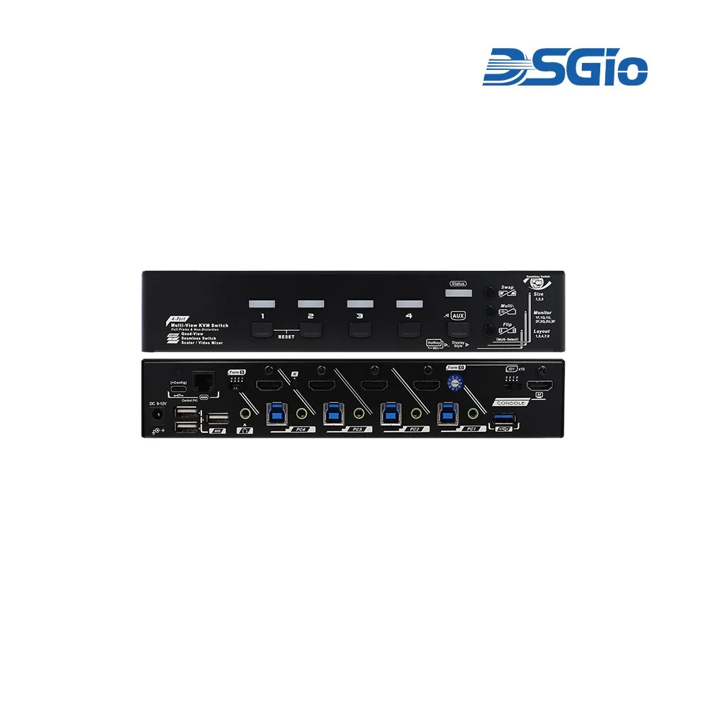 4-Port 4K60 HDMI KVM Multiview Switch, Quad/PIP/PBP