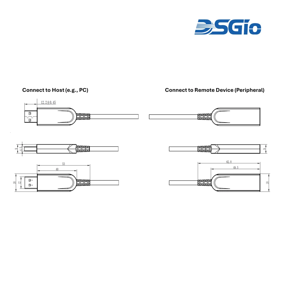USB 3.0 10Gbps Type-A to Type-A Female Active Optical Cable