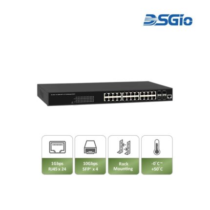 L2+ Managed Switch, 24x GbE RJ45 + 4x SFP+ Uplinks
