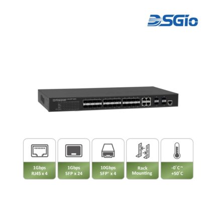 L2+ Managed Switch, 4x RJ45 + 24x SFP + 4x 10G SFP+