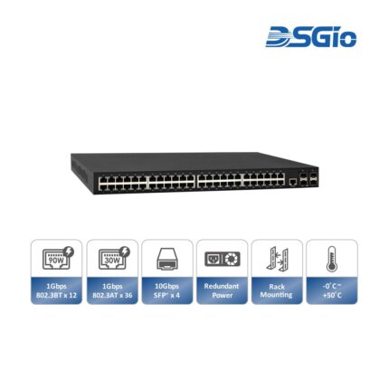 L2+ Managed PoE Switch, 48x GbE PoE RJ45 + 4x 10GbE SFP+