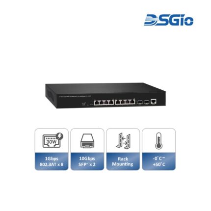 L2+ PoE Switch Unmanaged, 8x GbE PoE + 2x 10GbE SFP+