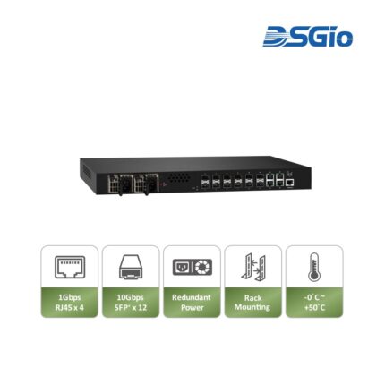 L2+ Managed Switch, 12x 10GbE SFP+ + 4x 1GbE RJ45, Redundant PSU