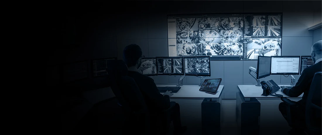 Security control room video wall managed by VuWall